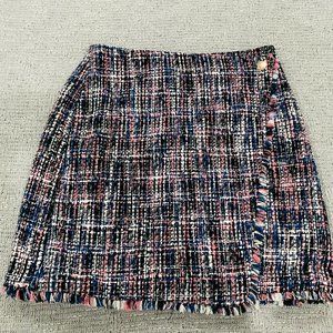 LOFT Fringed Midnight Tweed Skirt